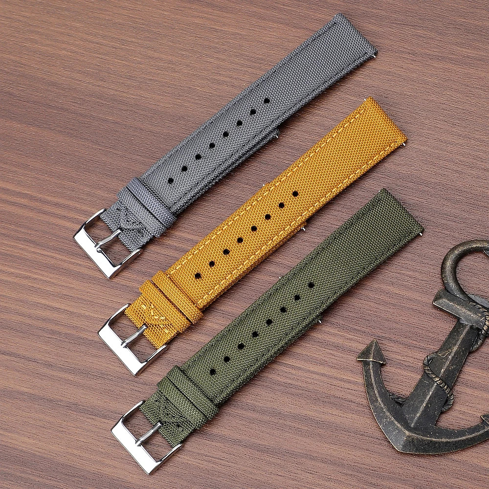 18mm 19mm 20mm 21mm 22mm 24mm Waterproof Sailcloth Watch Strap Two-Sided Nylon W