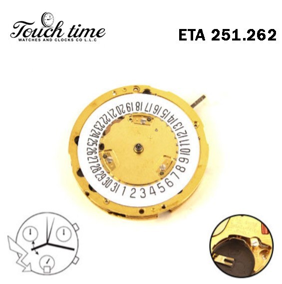 ETA 251.262-GUCCI-Swiss Quartz Movement-Chronograph-White Date Disk At 6-6 Hands