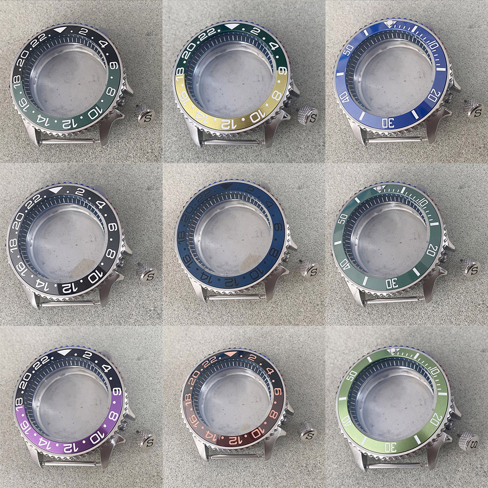 41.5MM Steel Watch Case Black Inner Shadow Mineral Glass for NH35/NH36 Movement