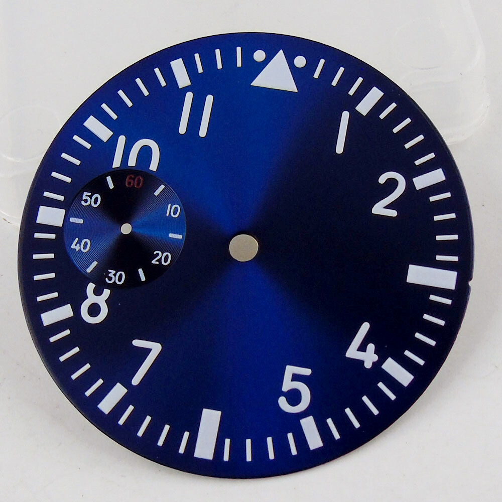 38.9mm Royal blue watch dial blue face fit for ETA 6497 movement hand winding