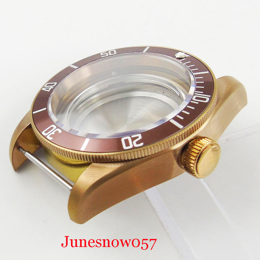 Fit ETA 2836 MIYOTA 8215 41mm Sapphire Glass Bronzed Watch Case Coffee Dial