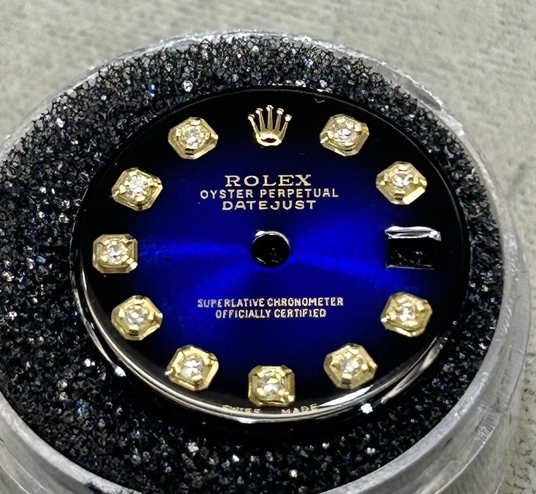 Rolex Ladies Datejust/President Custom Blue Vignette Diamond Dial For 26mm Model