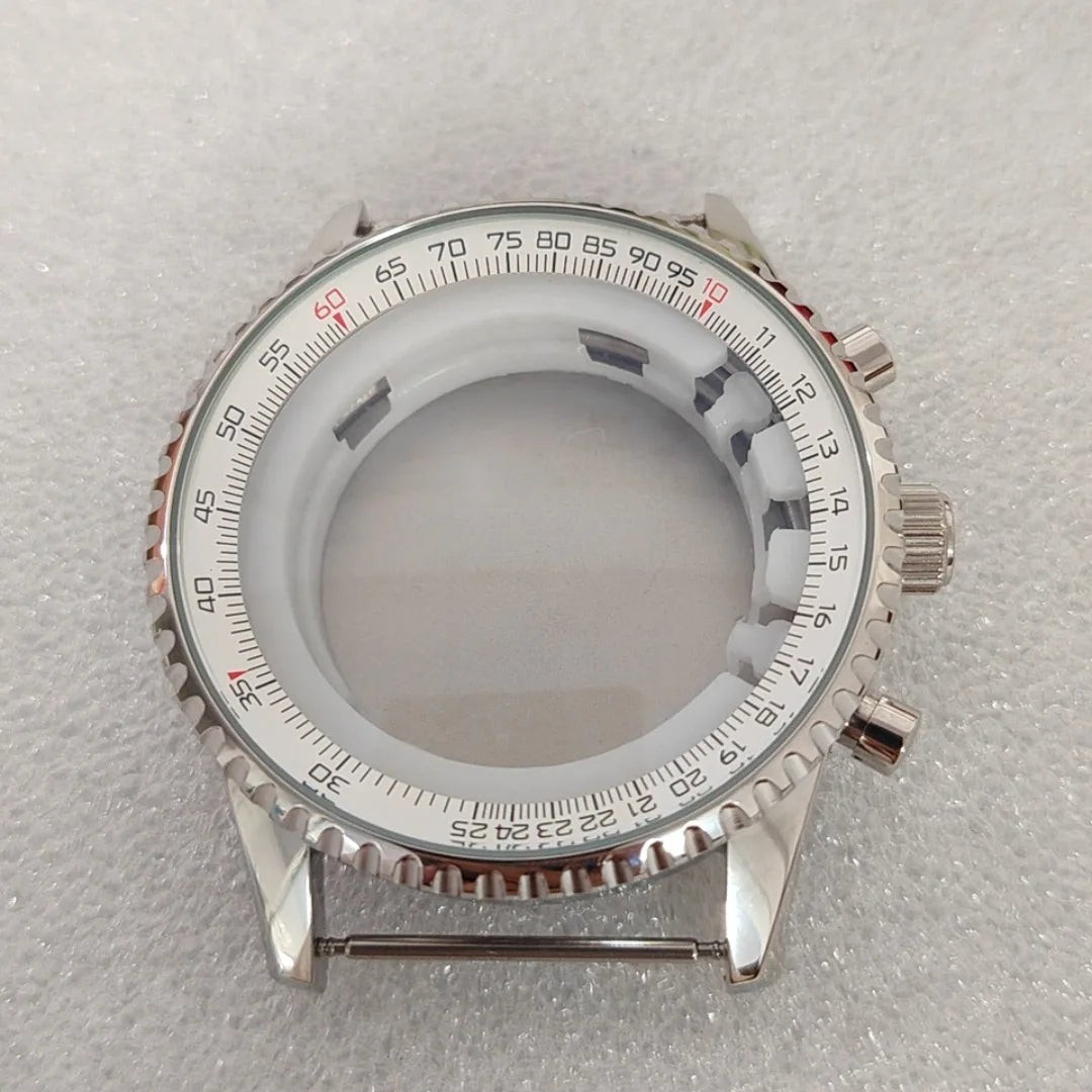 46.5mm Large Steel Watch Case Strap Set with Mineral Glass and Hands for VK63