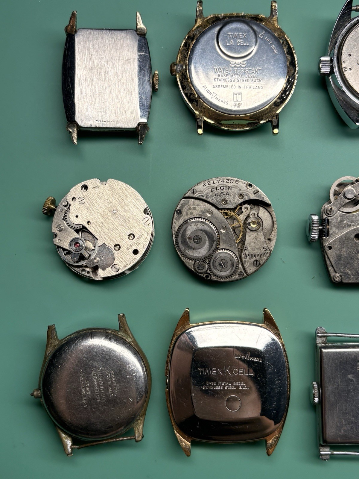 Vintage Watchmakers Project Repair Lot Timex Elgin Helbros Herma Movements 12 Pc
