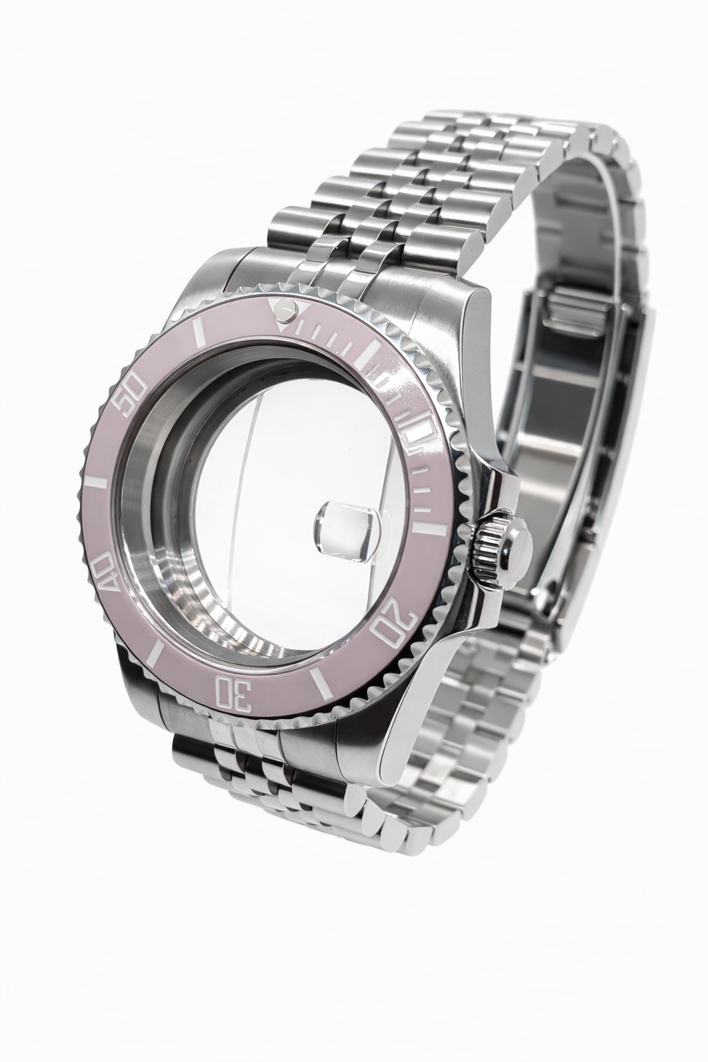 Pink Bezel Jubilee Sub Watch Case & strap fits NH34 NH35 NH38 Movements