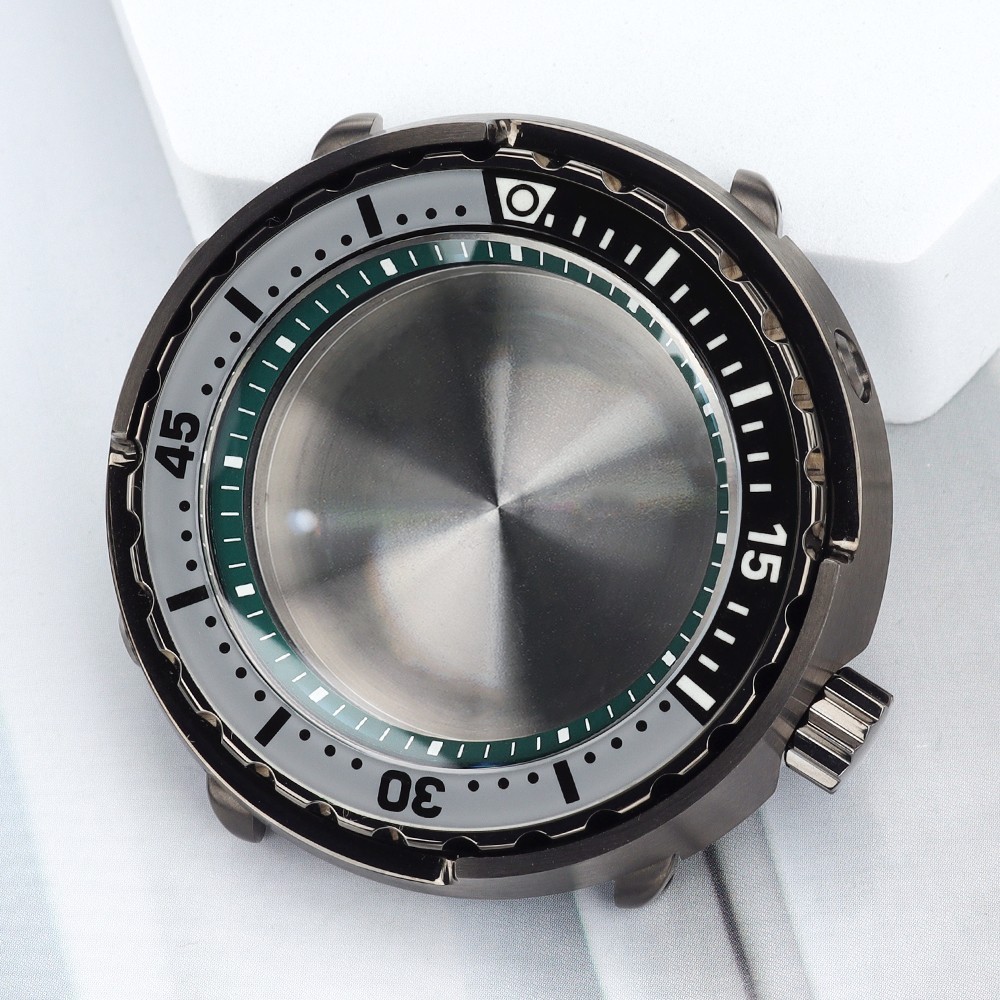 Rotating Bezel 47mm Mens Diver Watch Case Gun Color Tuna For Seiko NH35 Movement