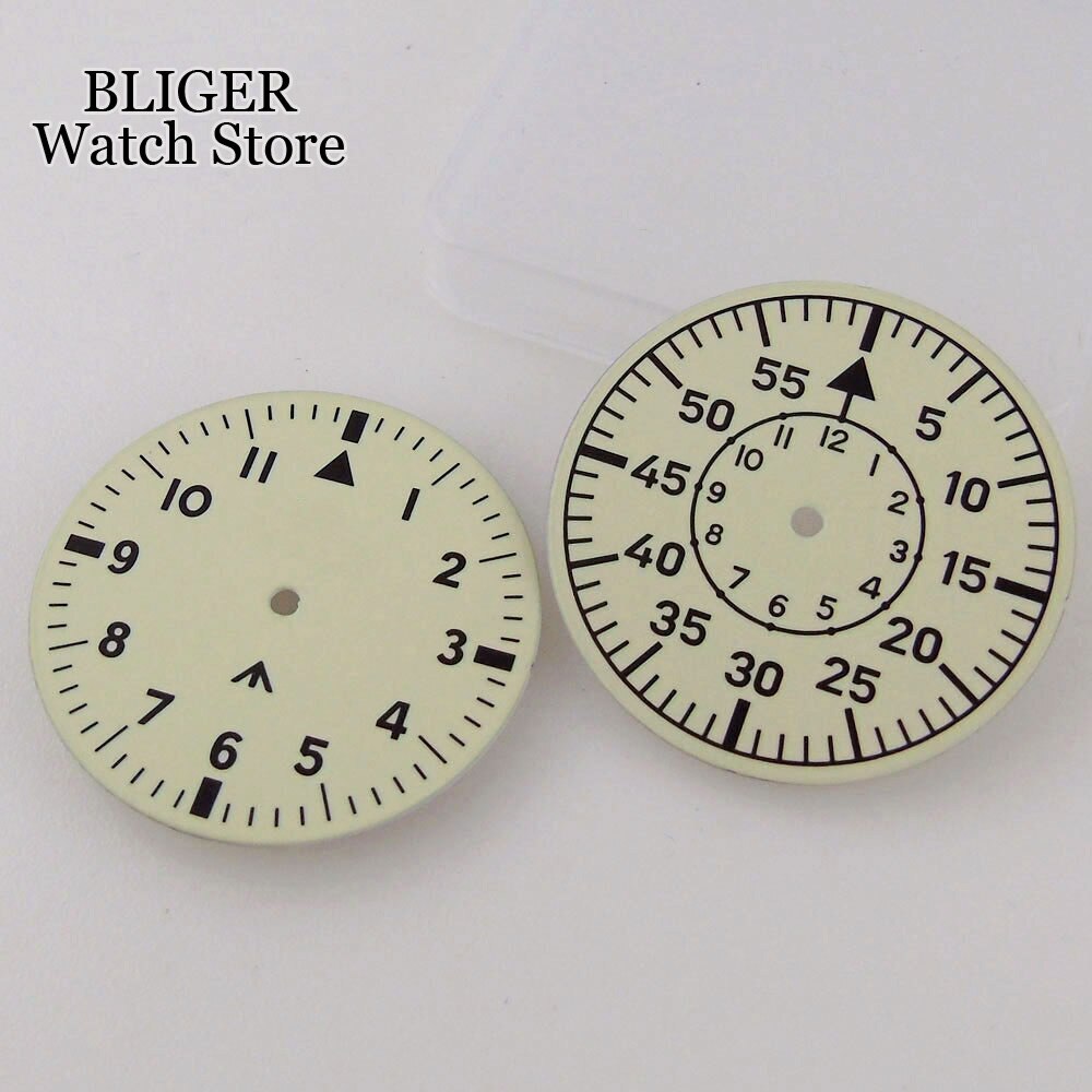 Full Lume Dial 33.5mm Watch Dial Beige fit NH35 NH36 Movement Watch Accessories