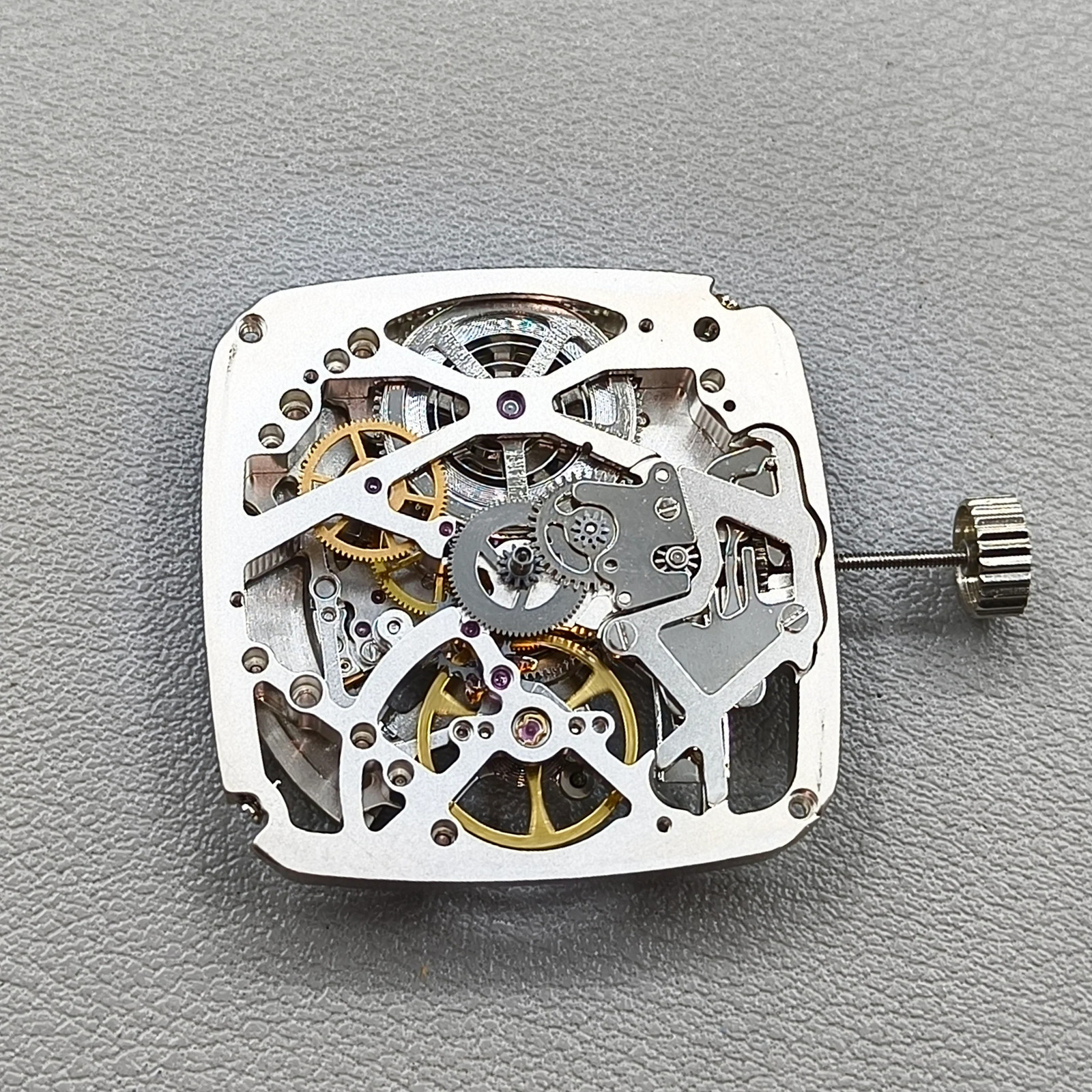 Silver Tianjin Seagull ST25 Square Automatic Mechanical Movement 3 Hands Hollow