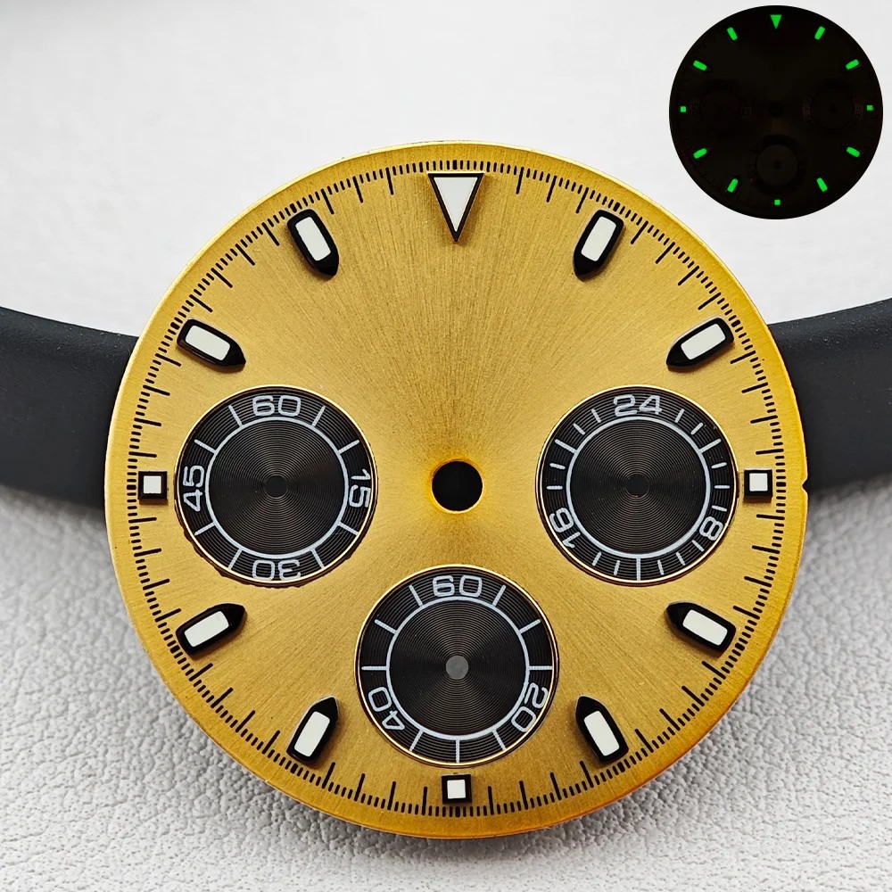 29mm Green Luminous Watch Dial +Hands for Vk63 Movement Watch Repair Parts