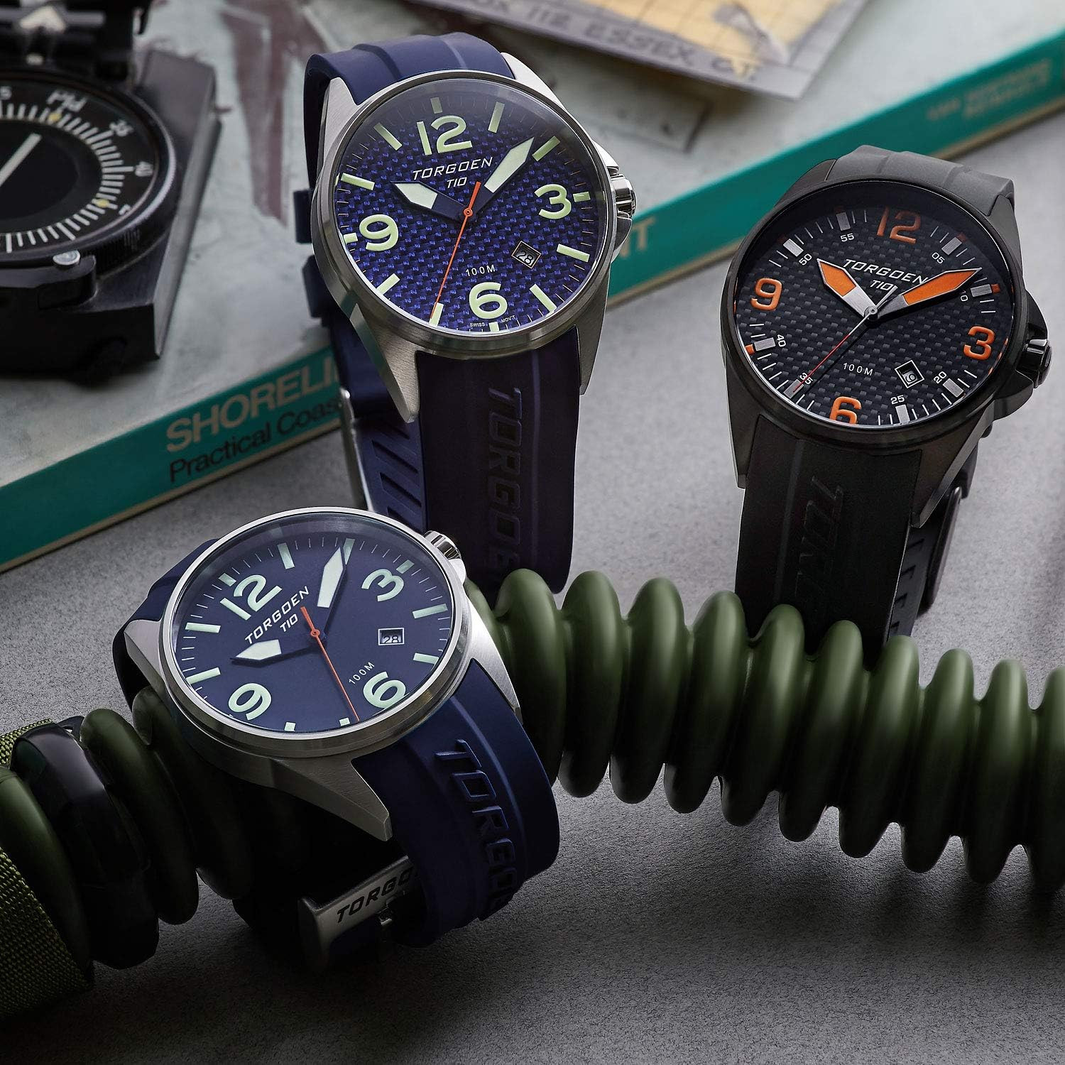 T10 Men’s Swiss Quartz Pilot Watch with Sapphire Crystal & Silicone Strap
