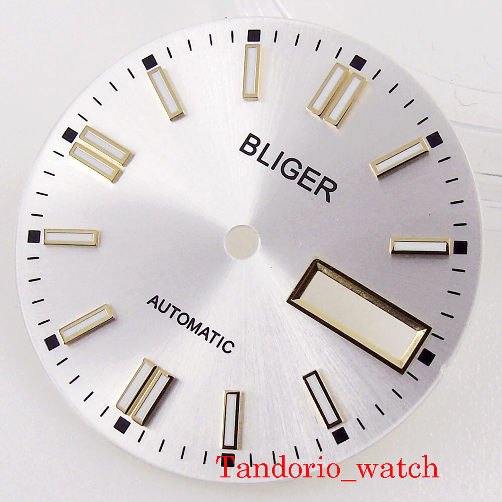 New 29mm Stainless Steel Watch Dial For NH36A Movement Date Week Window Luminous
