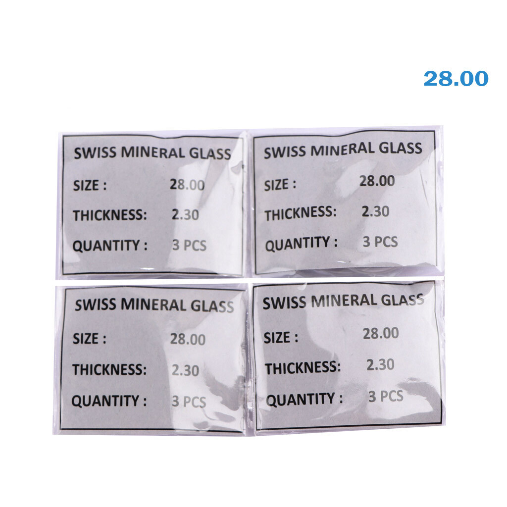 12 Pcs Watch Glass Crystal Swiss Made Size 28.00 MM Thickness Is 2.30MM