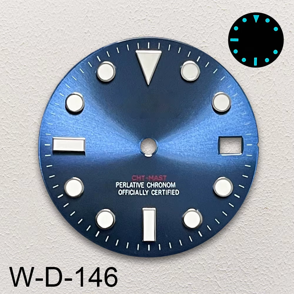 28.5Mm S Logo Sunburst Dial Fit NH35/NH36/4R/7S Japanese Movement Ice Blue Lumin