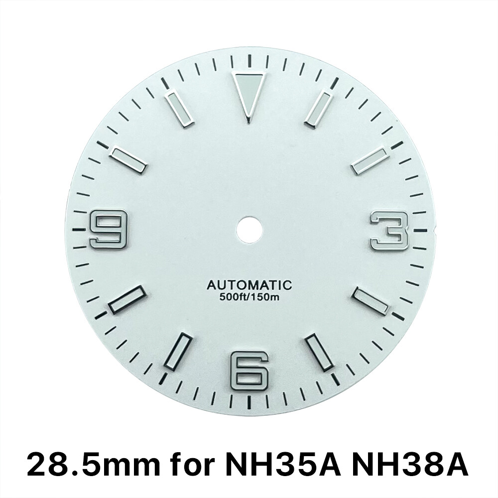 NH38A NH35A BGW9 Compatible 28.5mm Explorer Sterile Black Watch Dial No Date