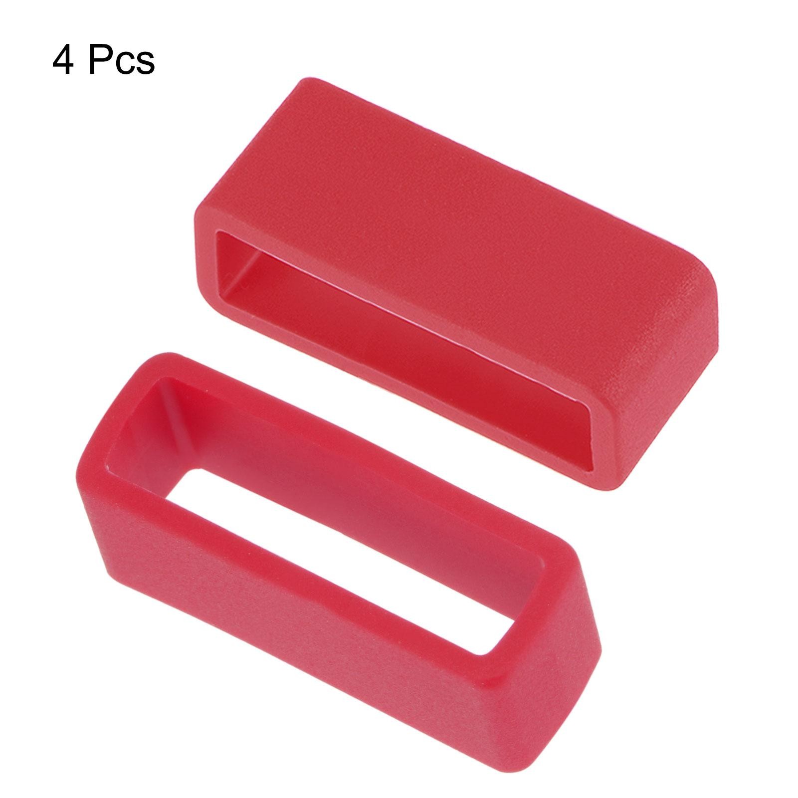 Watch Band Strap Loops Silicone for 24mm Width Watch Band, Red 4 Pcs