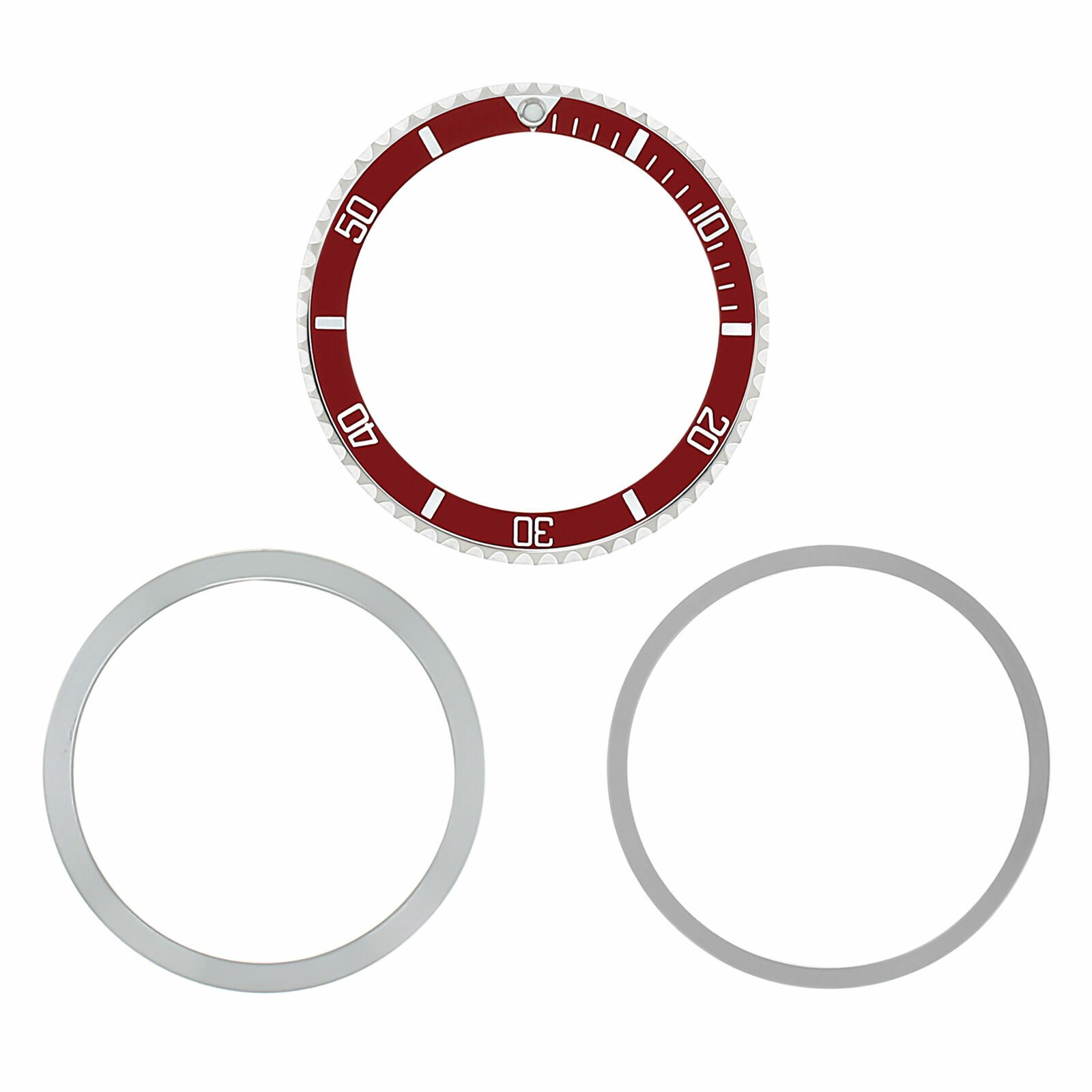 Red Aluminum Replacement Bezel Insert Retaining Ring 36.50mm x 30.40mm For Rolex