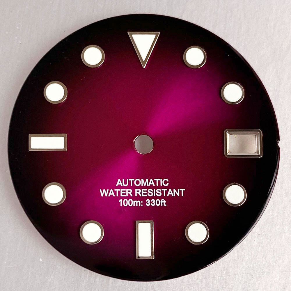Sunburst Purple Red Green Blue 29mm Watch Dial Lume fit NH35 NH36 Dive Men Watch