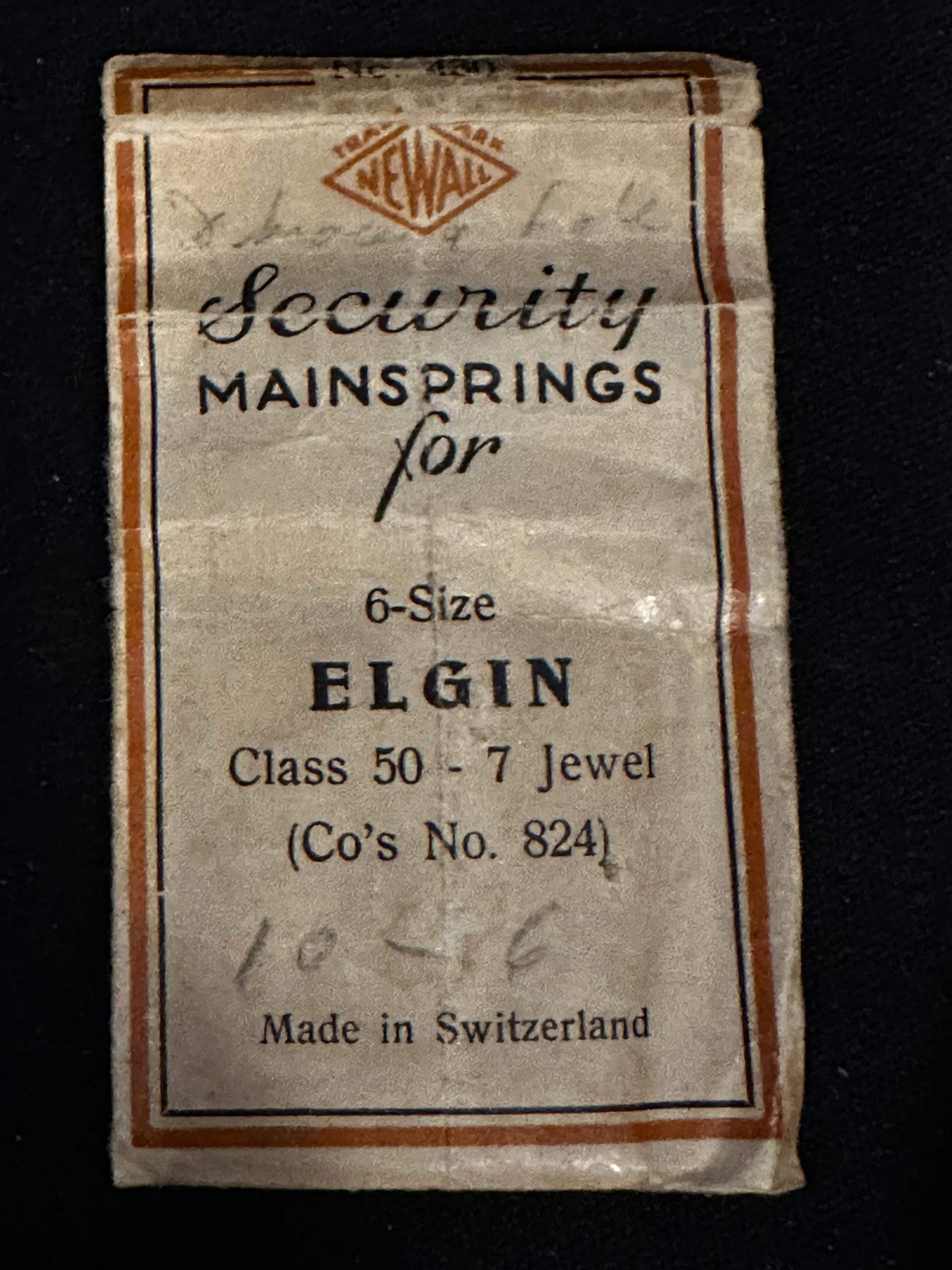 Newall Security Mainspring #430 for Elgin 6s Factory No. 824 – Steel