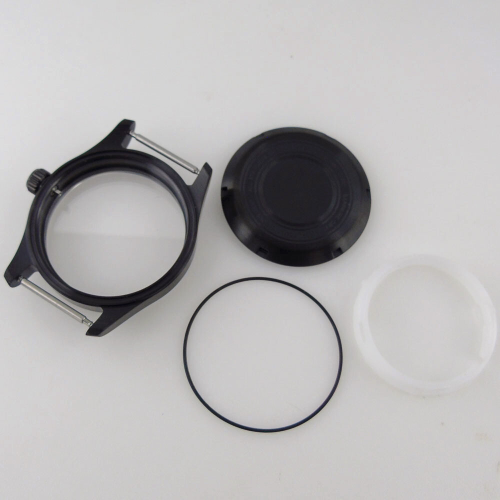 39mm Black PVD Sapphire Glass Watch Case Fit Japan NH35 NH36 (Case+dial+hand)