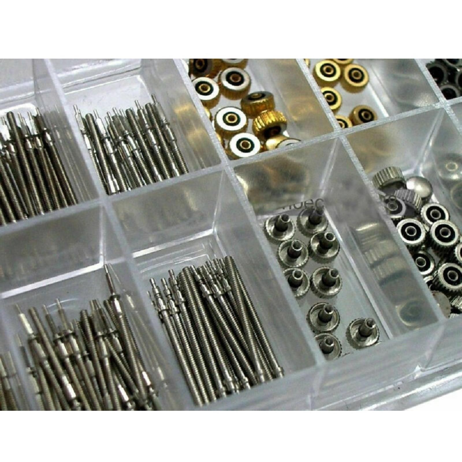 170Pack Stainless Steel Quartz Watch Stem + Crown Assortment Box Set Mutil-Size