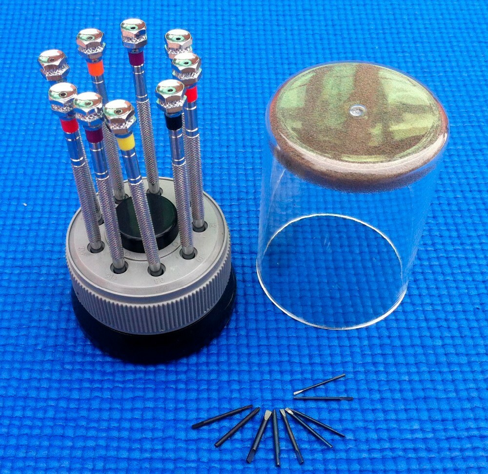 9 SCREWDRIVER FOR ROLEX DATE DATEJUST SUBMARINER GMT SET STAND EXTRA BLADE TOOL