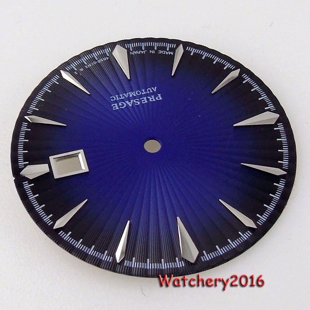 35mm Watch Dial Blue Black White Date Window Fit NH35 NH36 7S26 Automatic Parts