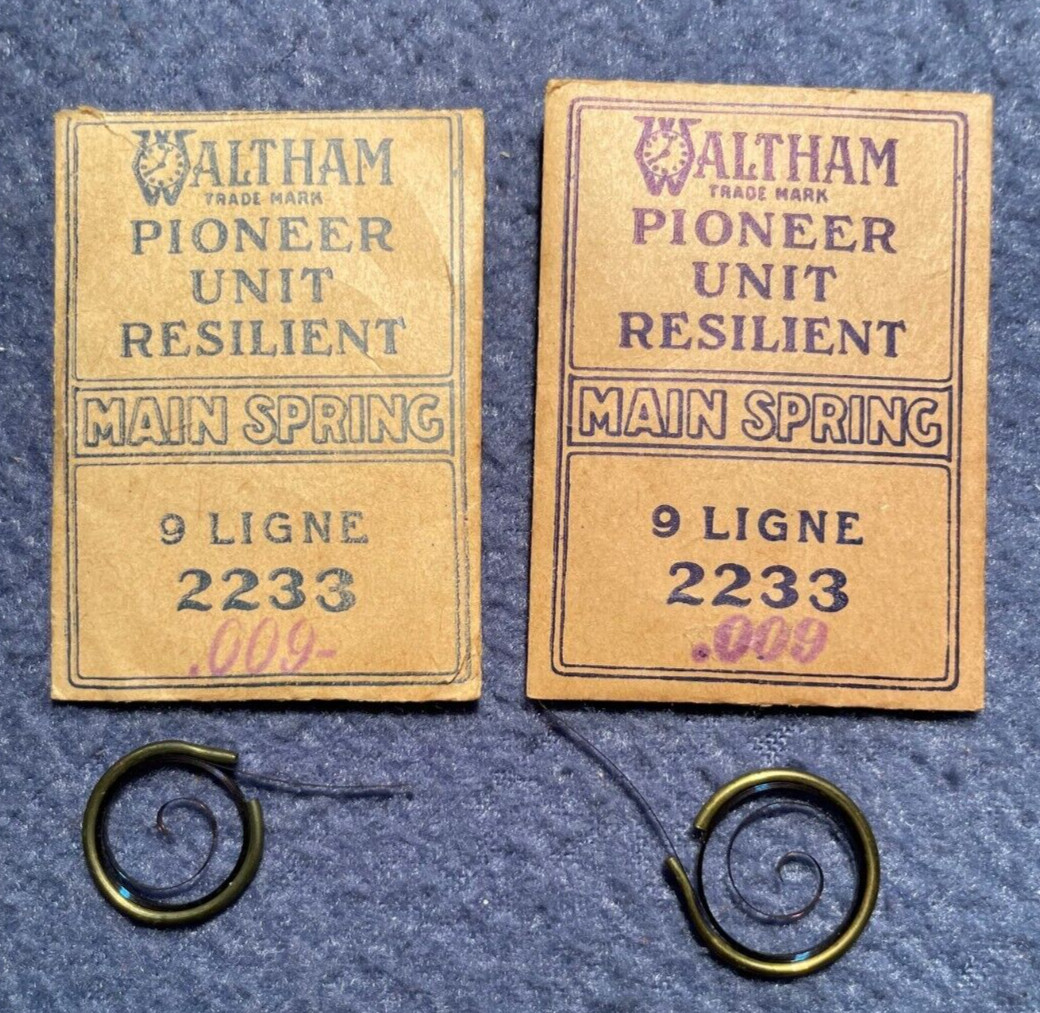 Waltham Pioneer Unit Resilient Main Spring, 9 Ligne 2233 .009, lot of 2