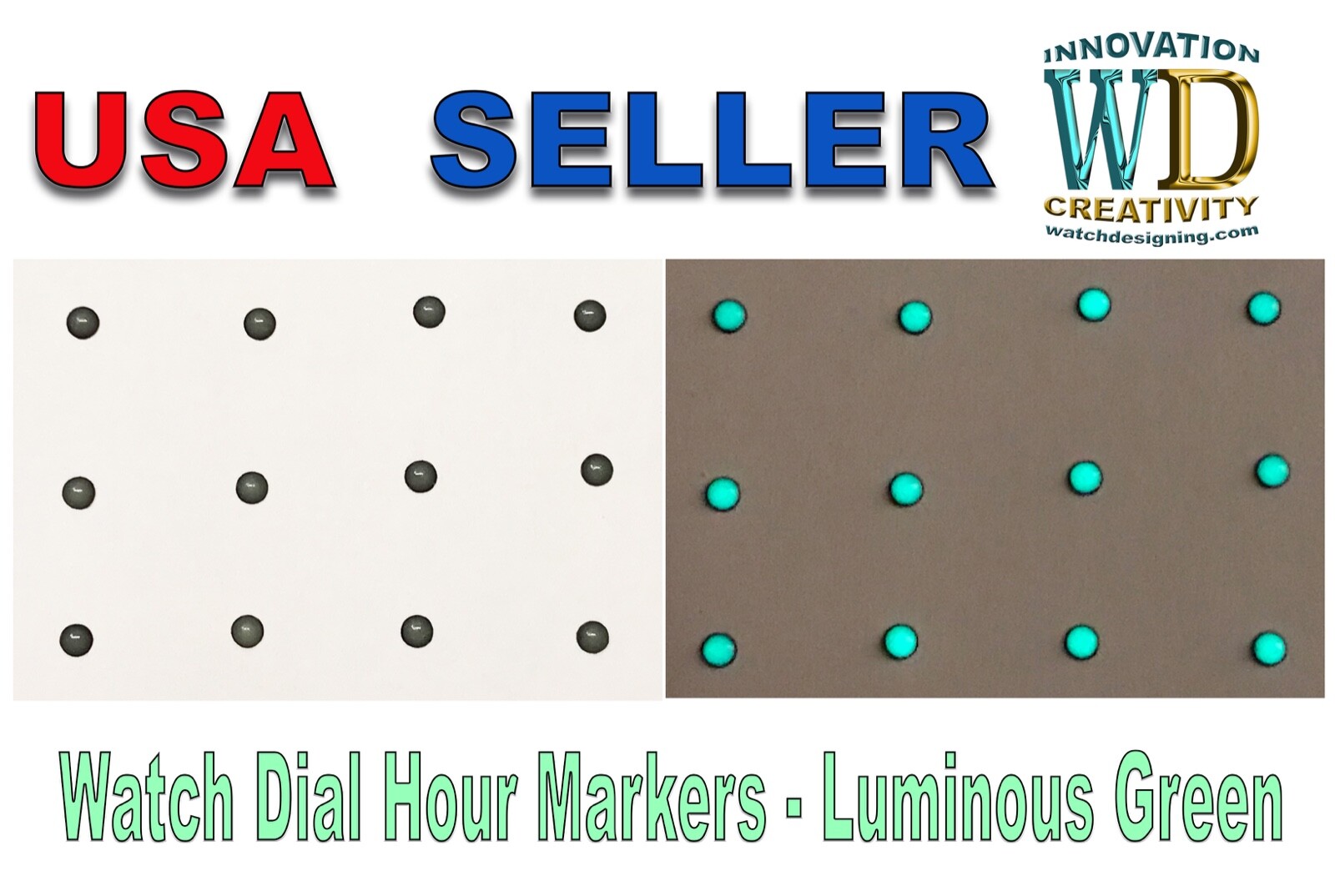 12 Round Dial Hour Markers Dark GRAY/GREEN Numeral Dot watch parts APPROX 1.75mm