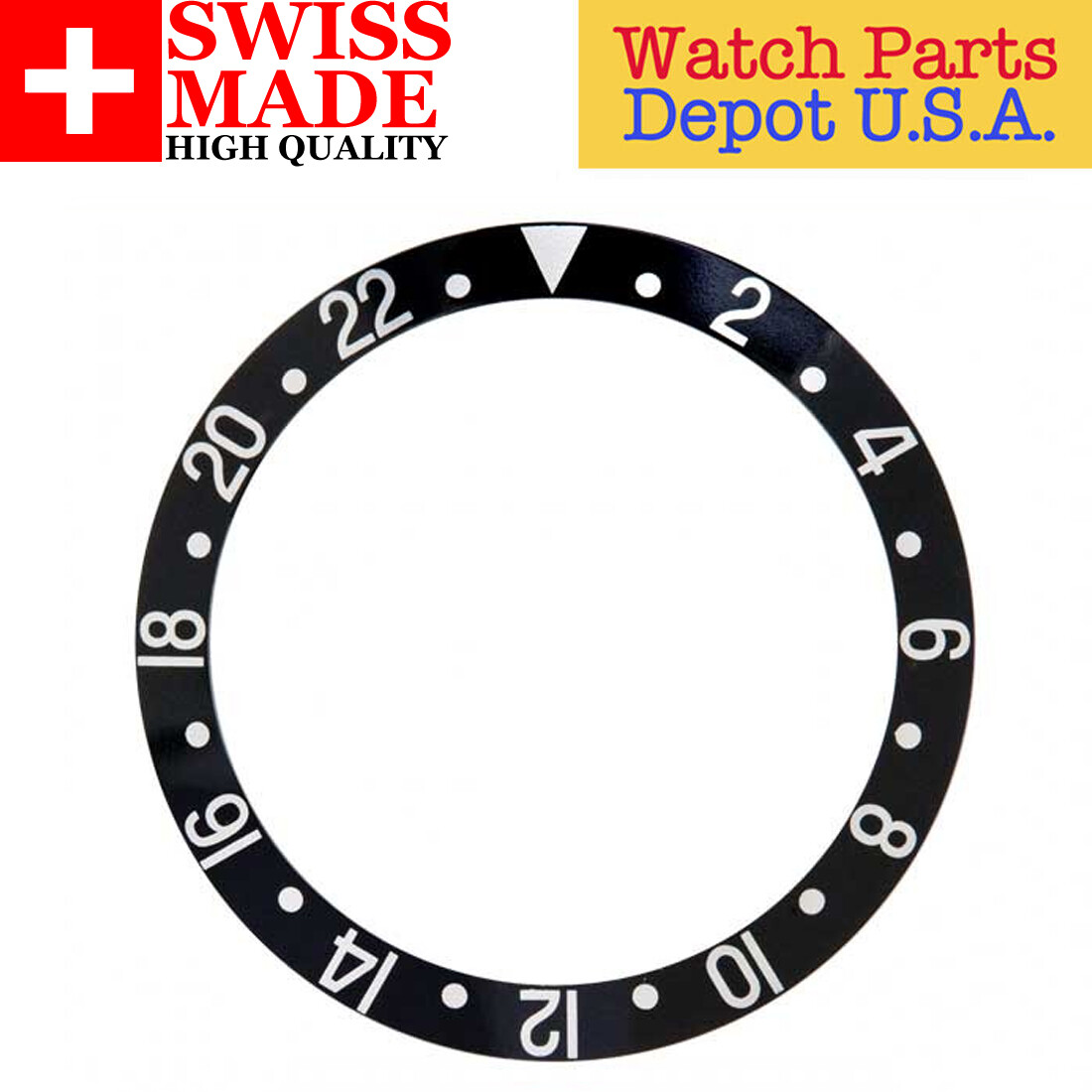 Swiss Made Black/Silver Bezel Insert to fit Rolex GMT-Master 315-16700-1 – NEW!