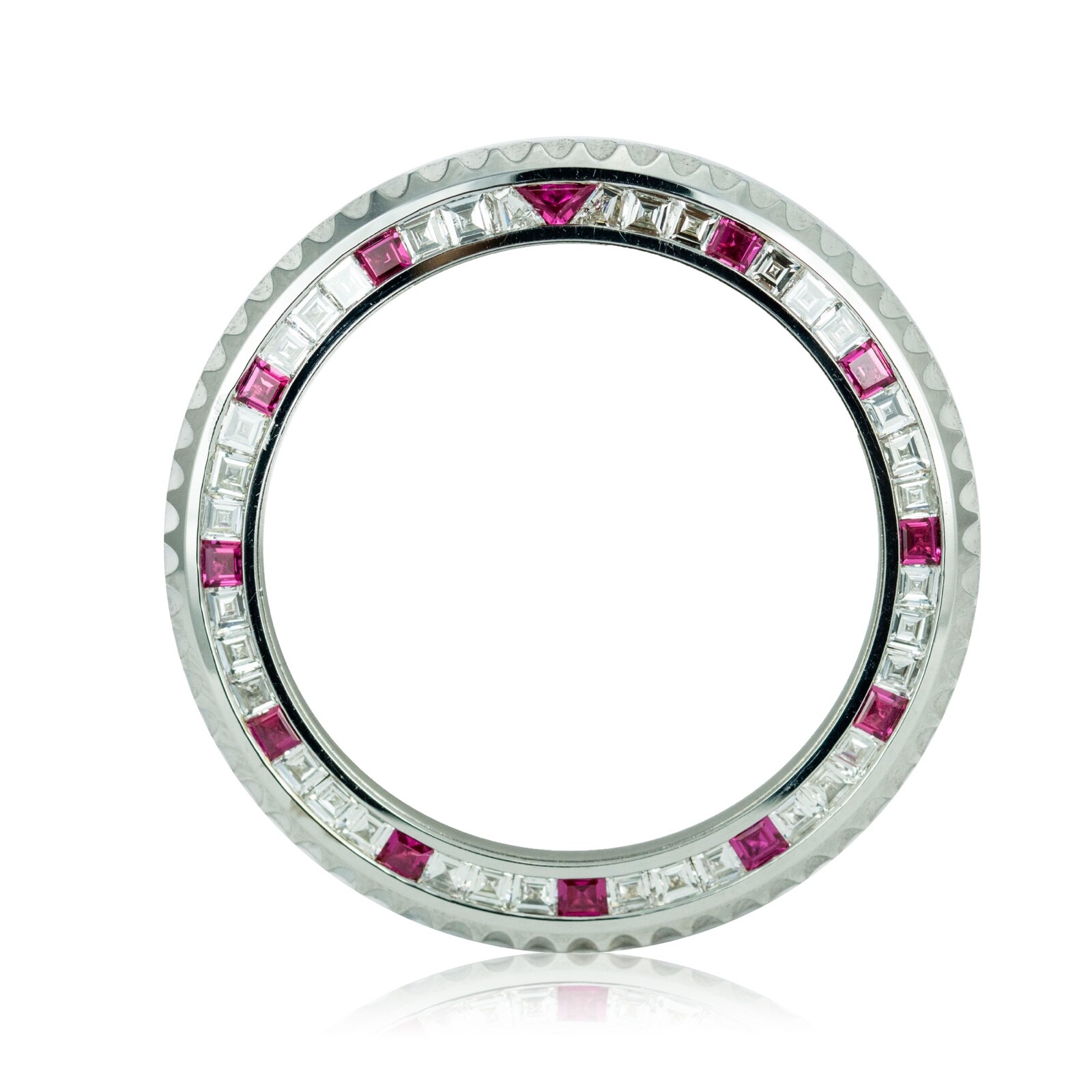 Mens 5.50CT Ruby & Diamond Bezel For Rolex Submariner/GMT-Master II 40mm 16610