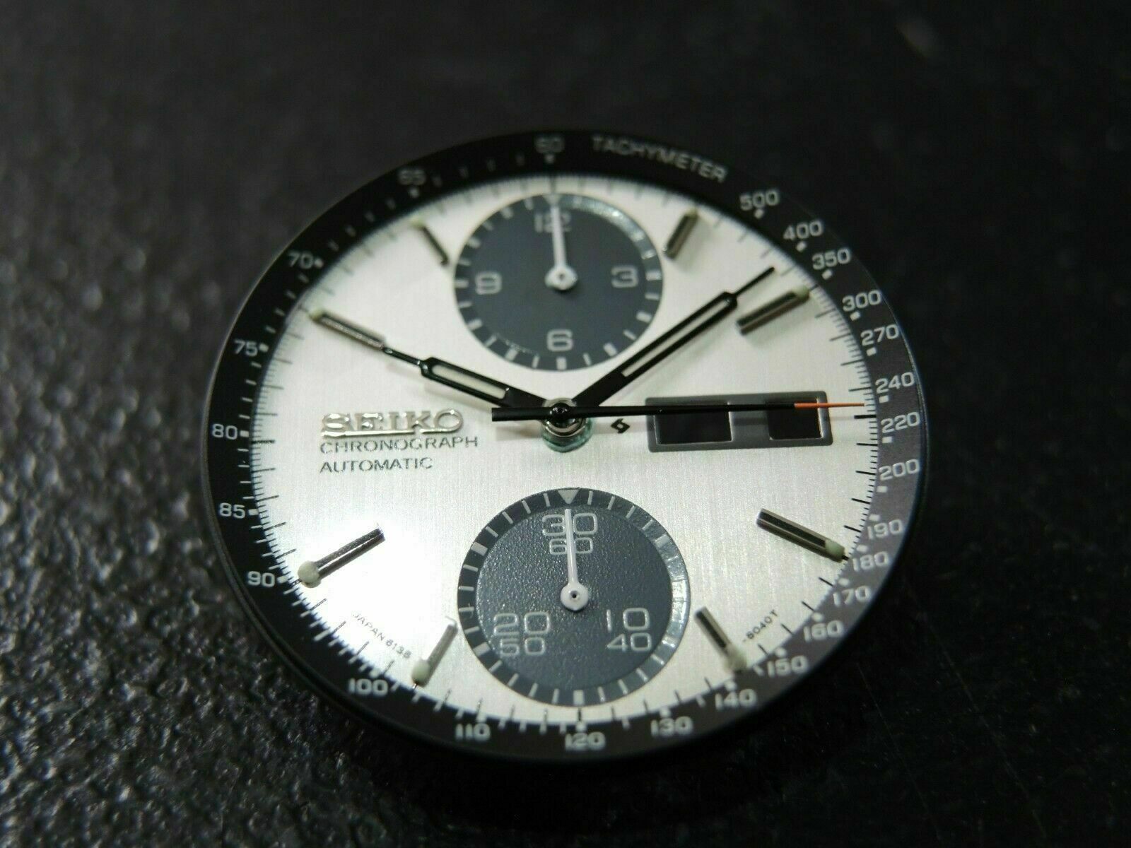 NEW BRUSHED FINISHED DIAL,HANDS,INNER RING VINTAGE PANDA 6138-8020 CHRONOGRAPH