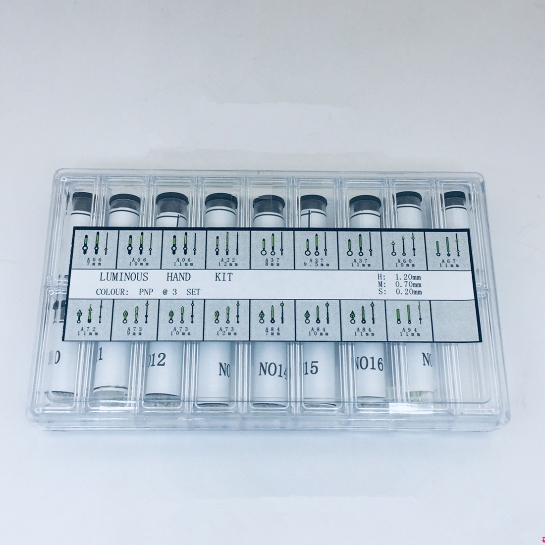 1.2/0.7/0.2mm Hole AssortedLuminous Watch Hands Pins Box for Watchmaker Repair