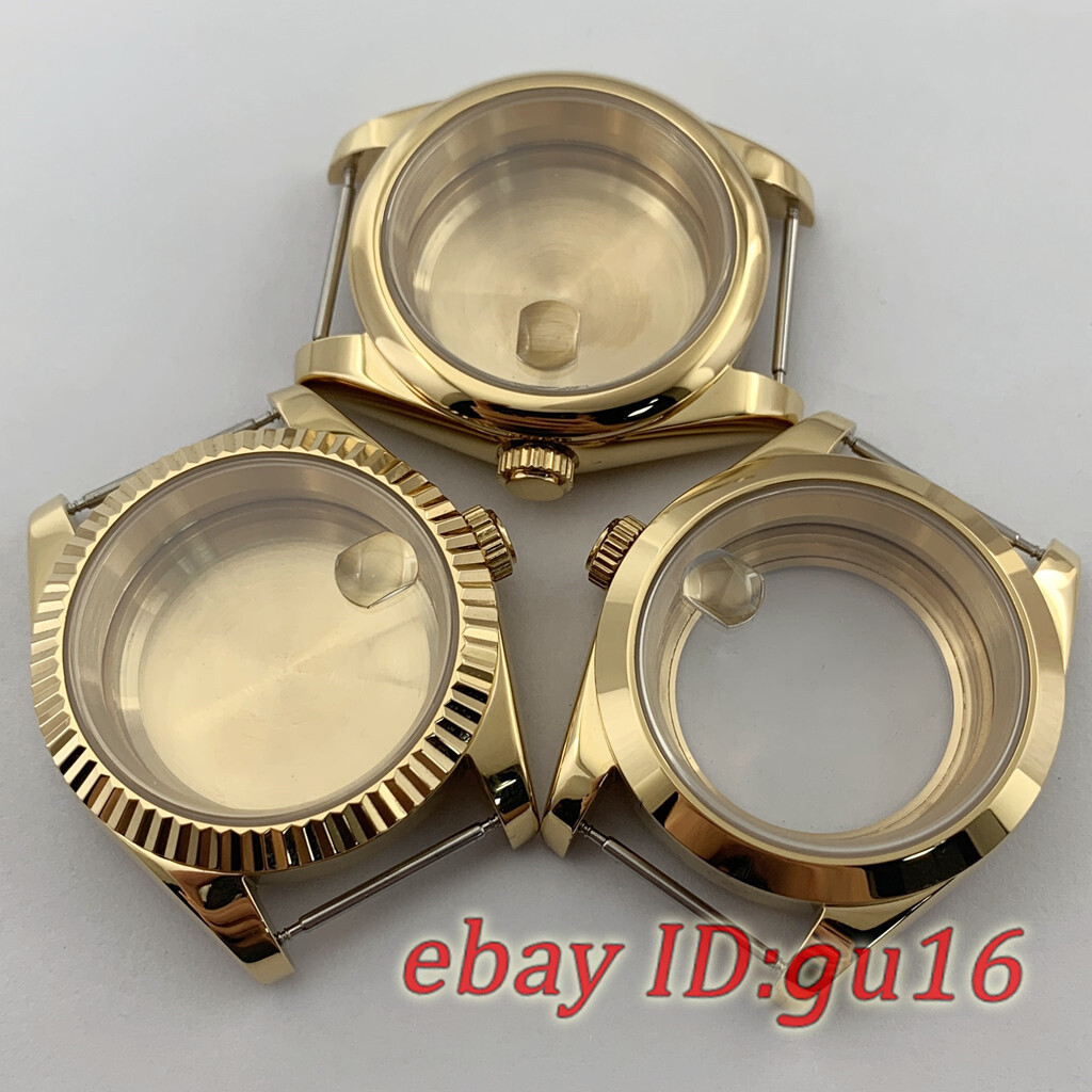 36mm/40mm Gold Sapphire Watch case Fit NH35 NH36 ETA 2824/2836 Miyota 8215 821A