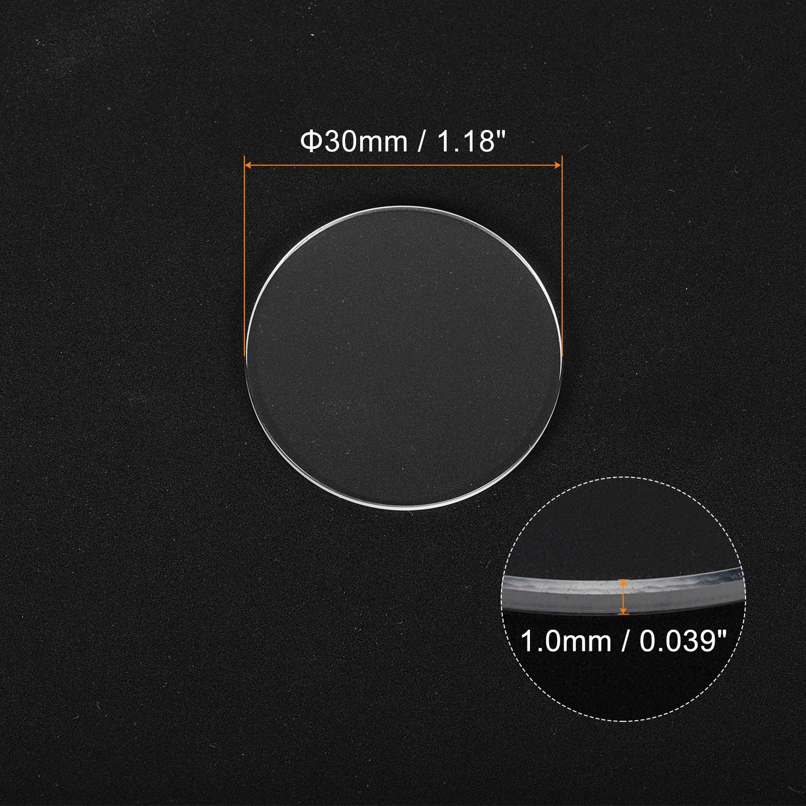 2pcs Watch Crystal Glass Lens 30mm x 1.0mm Beveled Edge Flat Glass Crystals Lens