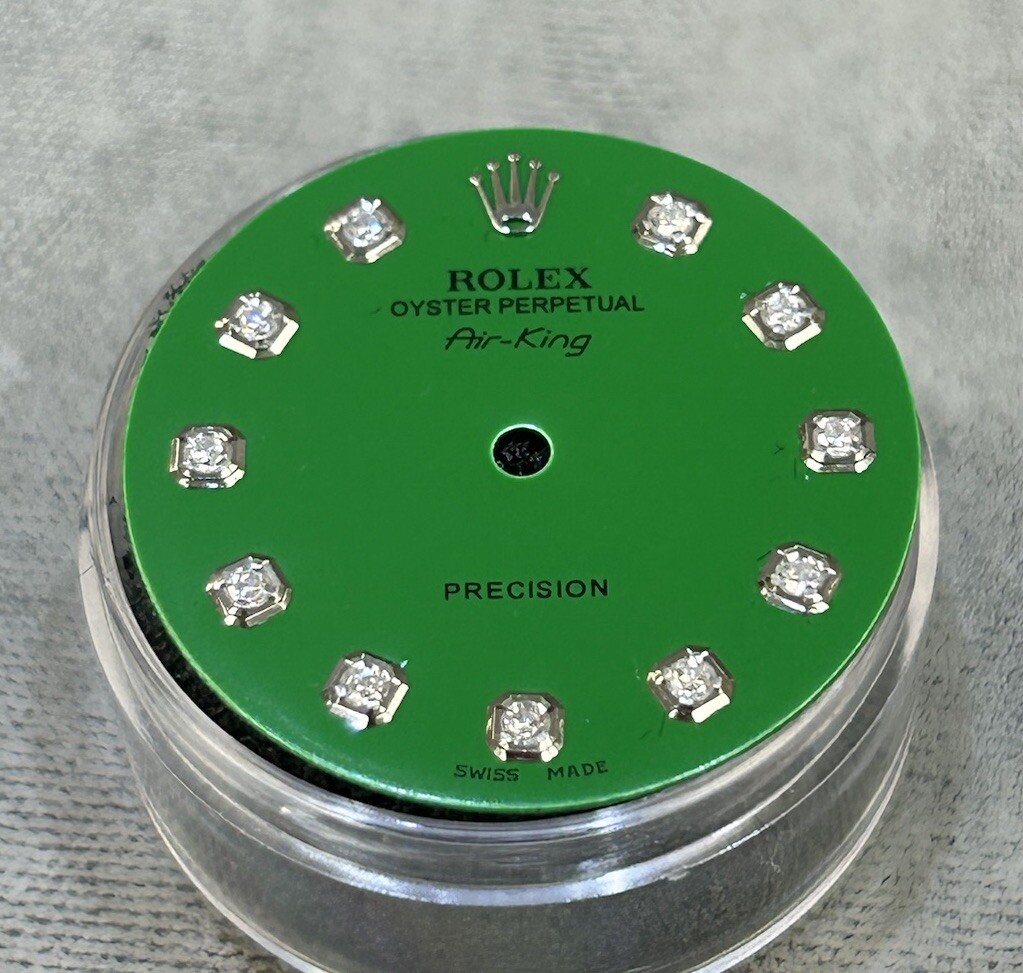 Rolex Air-King 34mm Custom Green Diamond Dial For Models 14000 14010 14200