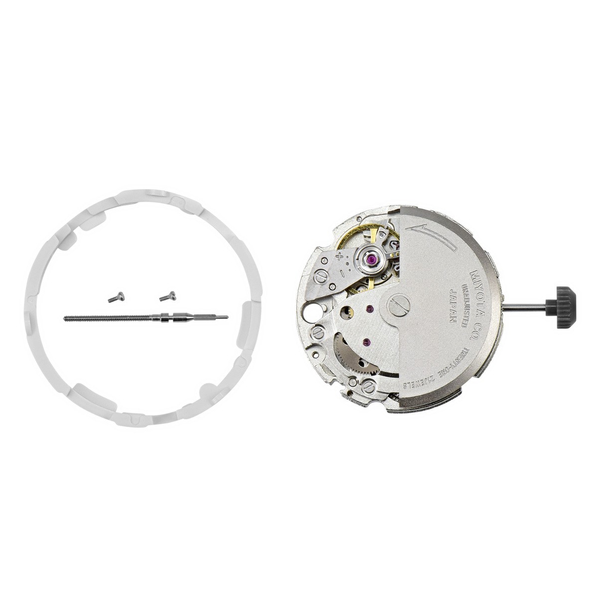 CITIZEN FOR MIYOTA 8215 MOVEMENT 21 JEWELS AUTOMATIC DATE @3 SILVER JAPAN + STEM