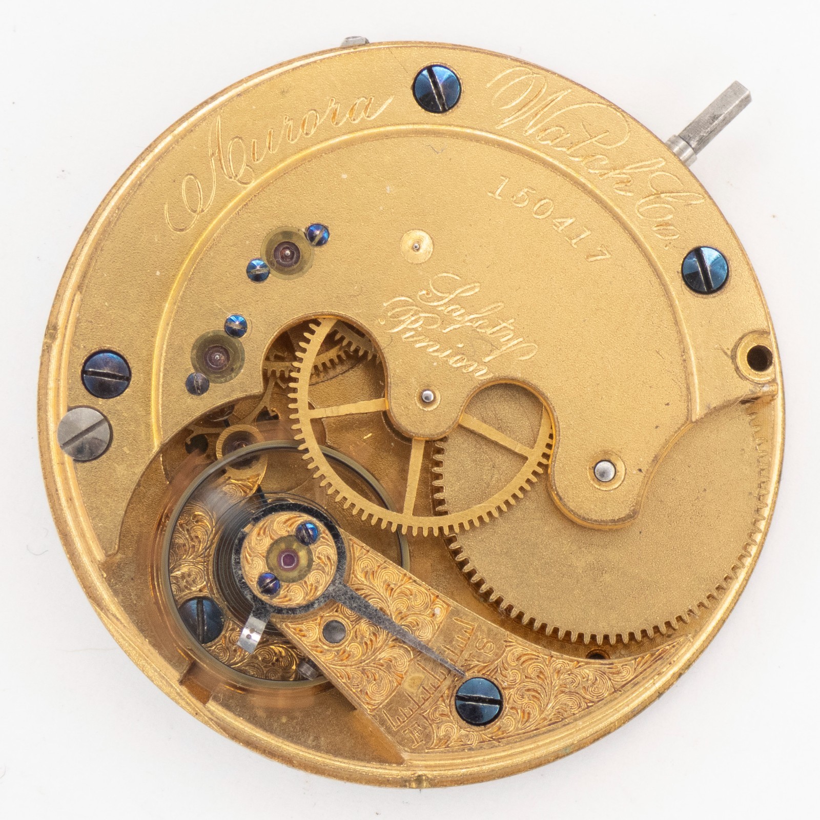 Aurora Watch Co. 6-Size Lever-Set Antique Pocket Watch Movement, Runs
