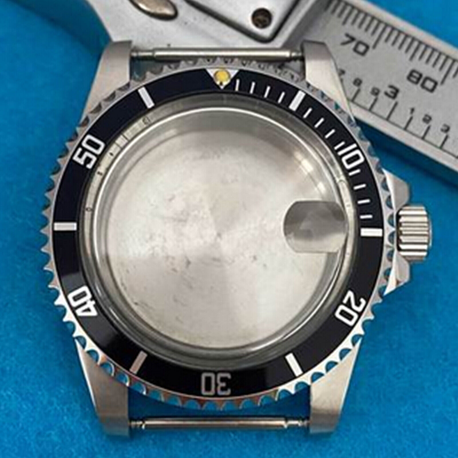 For NH35 NH36 Movement Retro Magnifying Glass 39.5MM Stainless Steel Watch Case