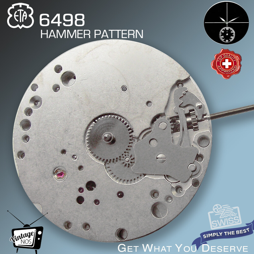 MOVEMENT ETA UNITAS 6498, HAMMER PATTERN, NOS, SMALL SECOND 6H