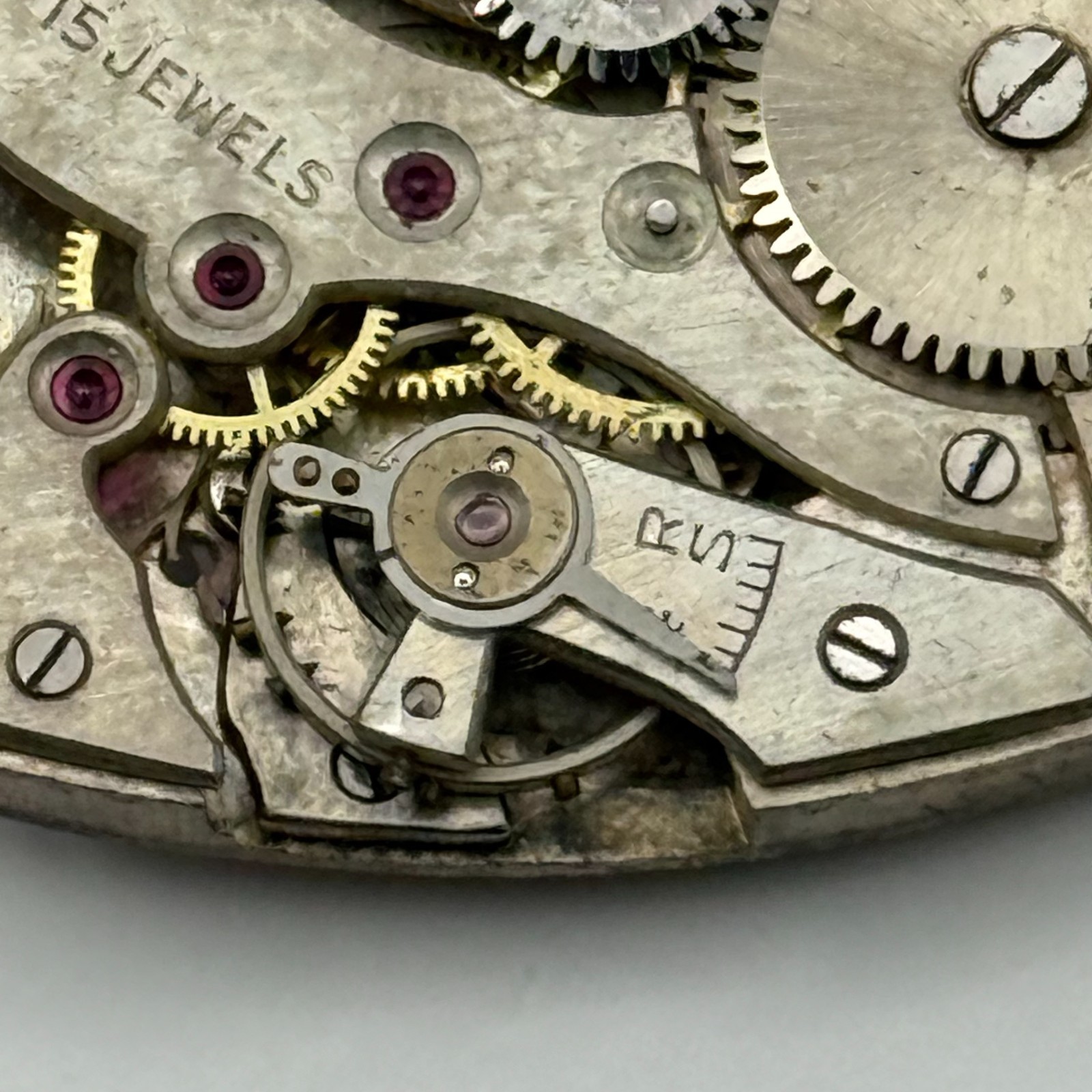 Tank Watch Movement Unidentified 15 Jewels Swiss Vintage Parts Repair 19.9mm
