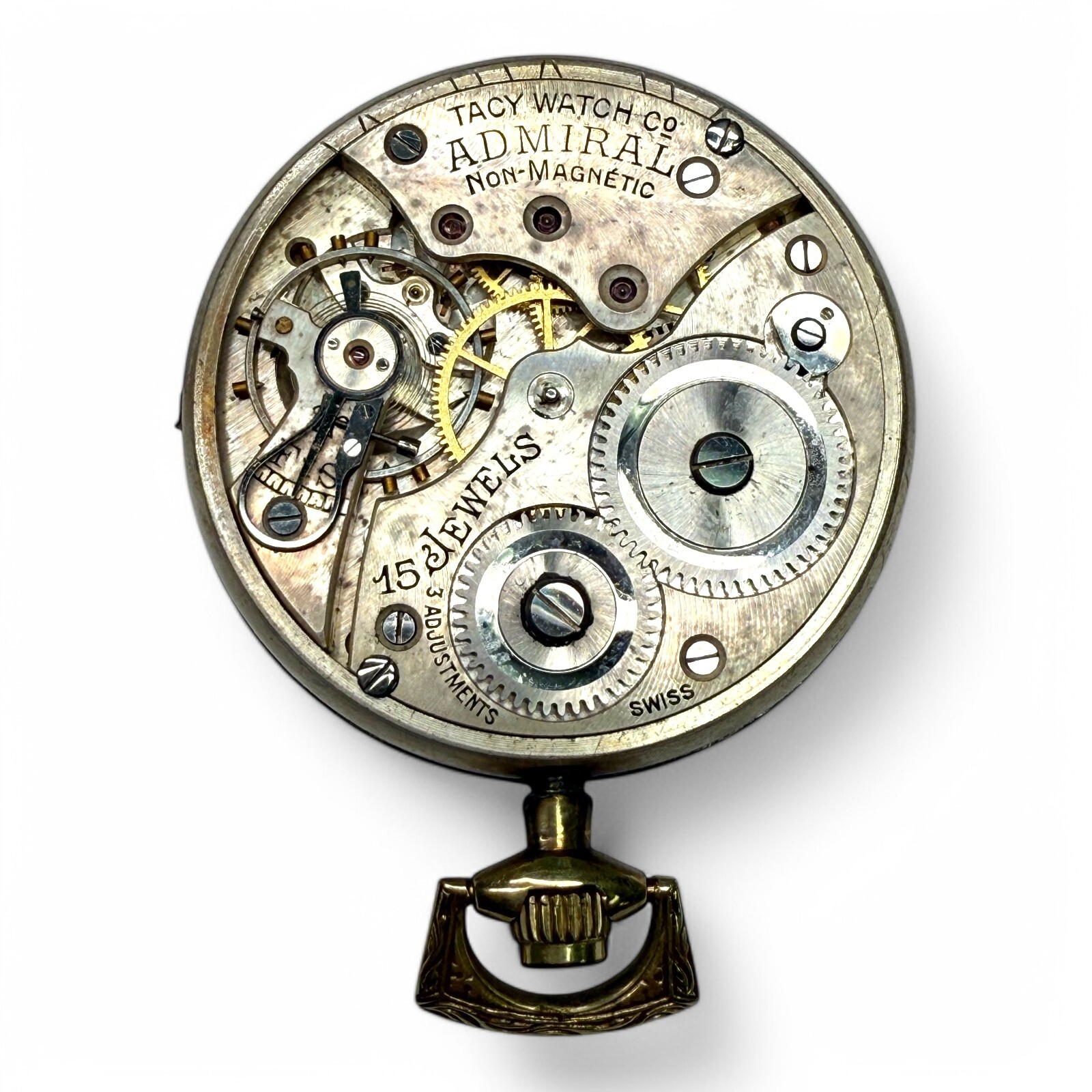 Vintage Tacy Watch Co. Admiral Pocket Watch Movement – 15 Jewels – Swiss