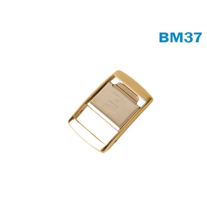 Original Buckle -Metal Band-Swiss Made-Gold Color -Size:16mm- Acier Inox#BM37.