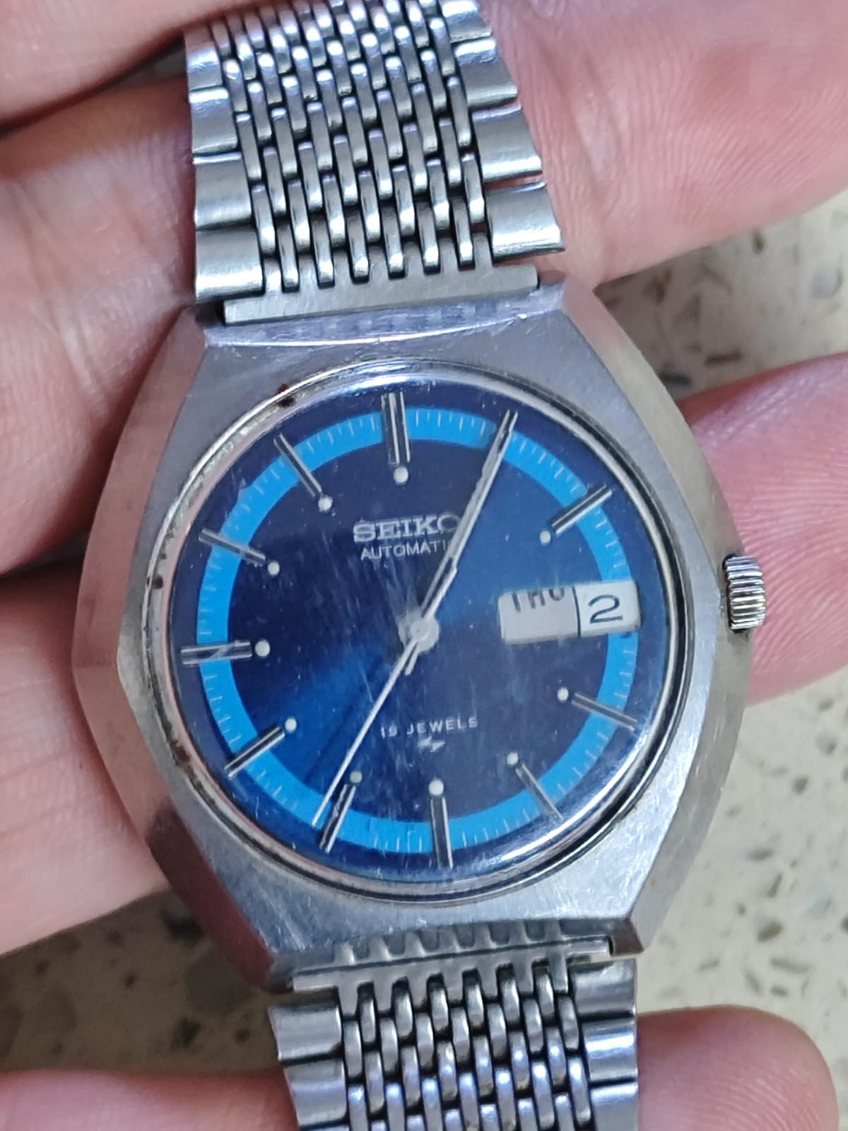 1974 Vintage SEIKO 7006-7180 Watch Blue Dial WORKING