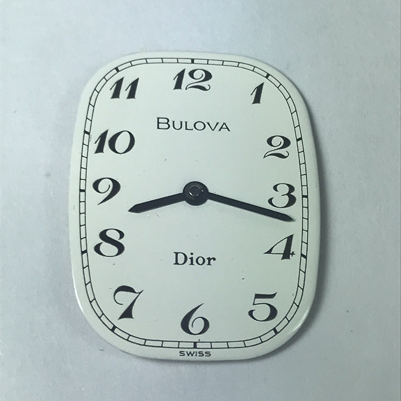 Bulova Dior Watch Dial 20 X26mm White And Black Womens 1970s
