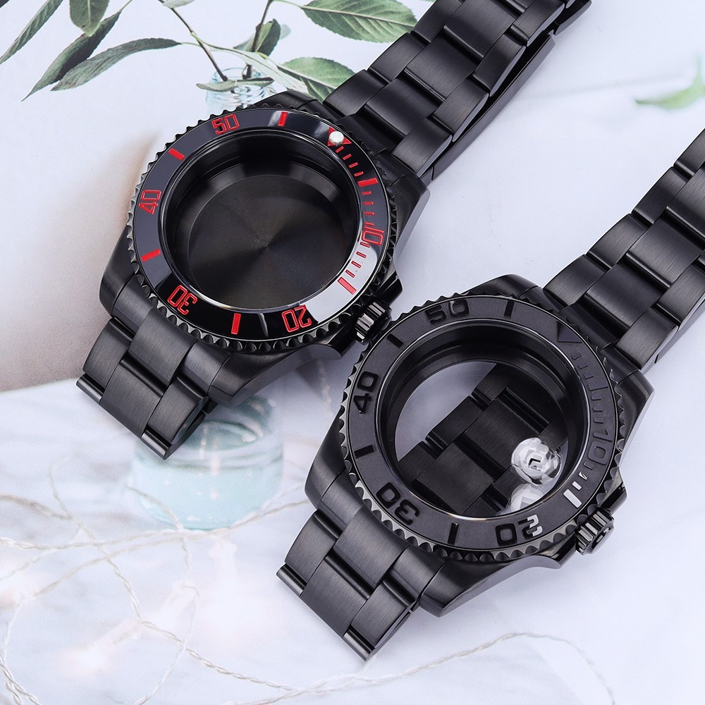 PVD Oyster 40mm SUB Watch Case Bracelet Luminous Bezel For Seiko NH35 36 ETA2824