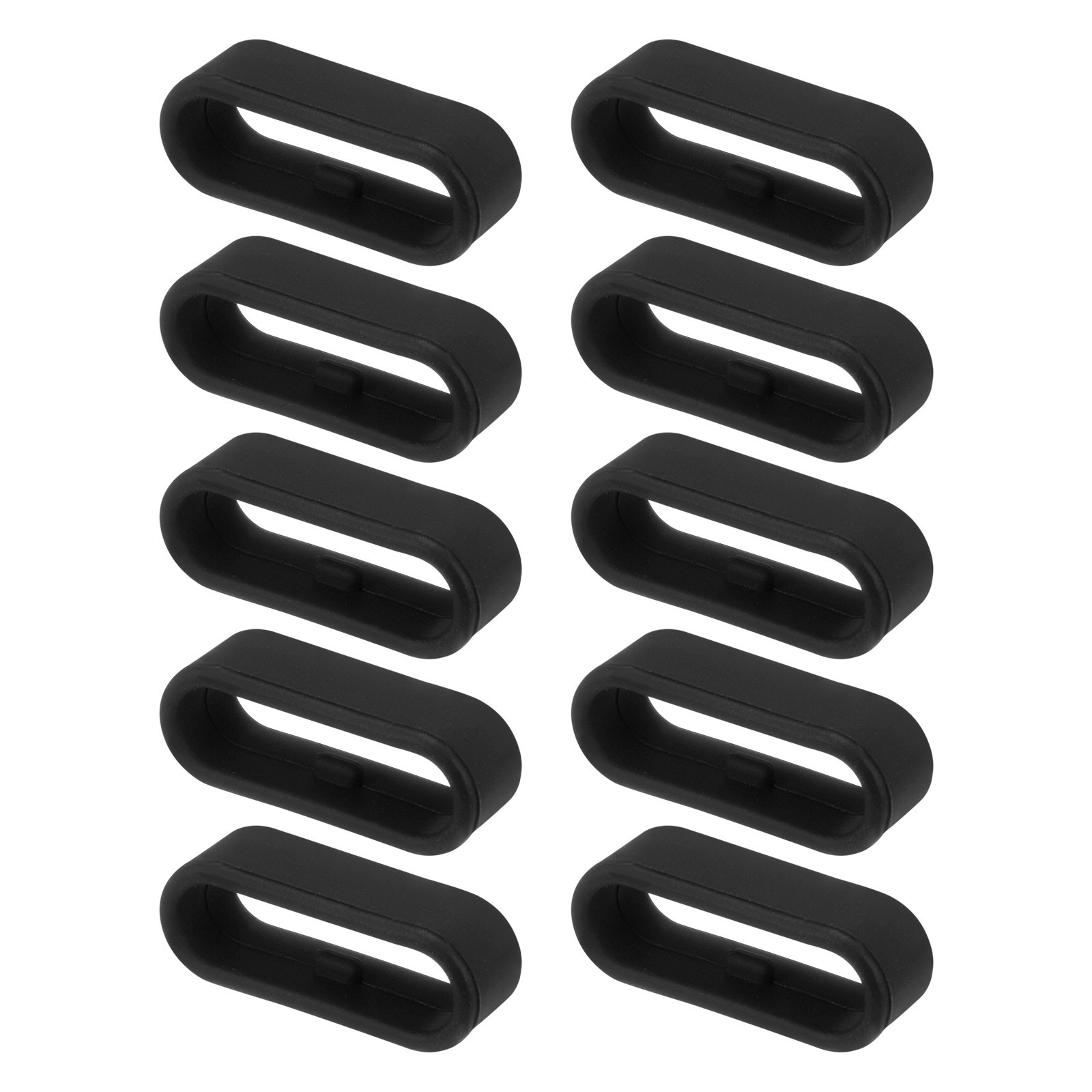 10Pcs, Watch Band Strap Loops Silicone Fastener Rings for 20mm Band Black