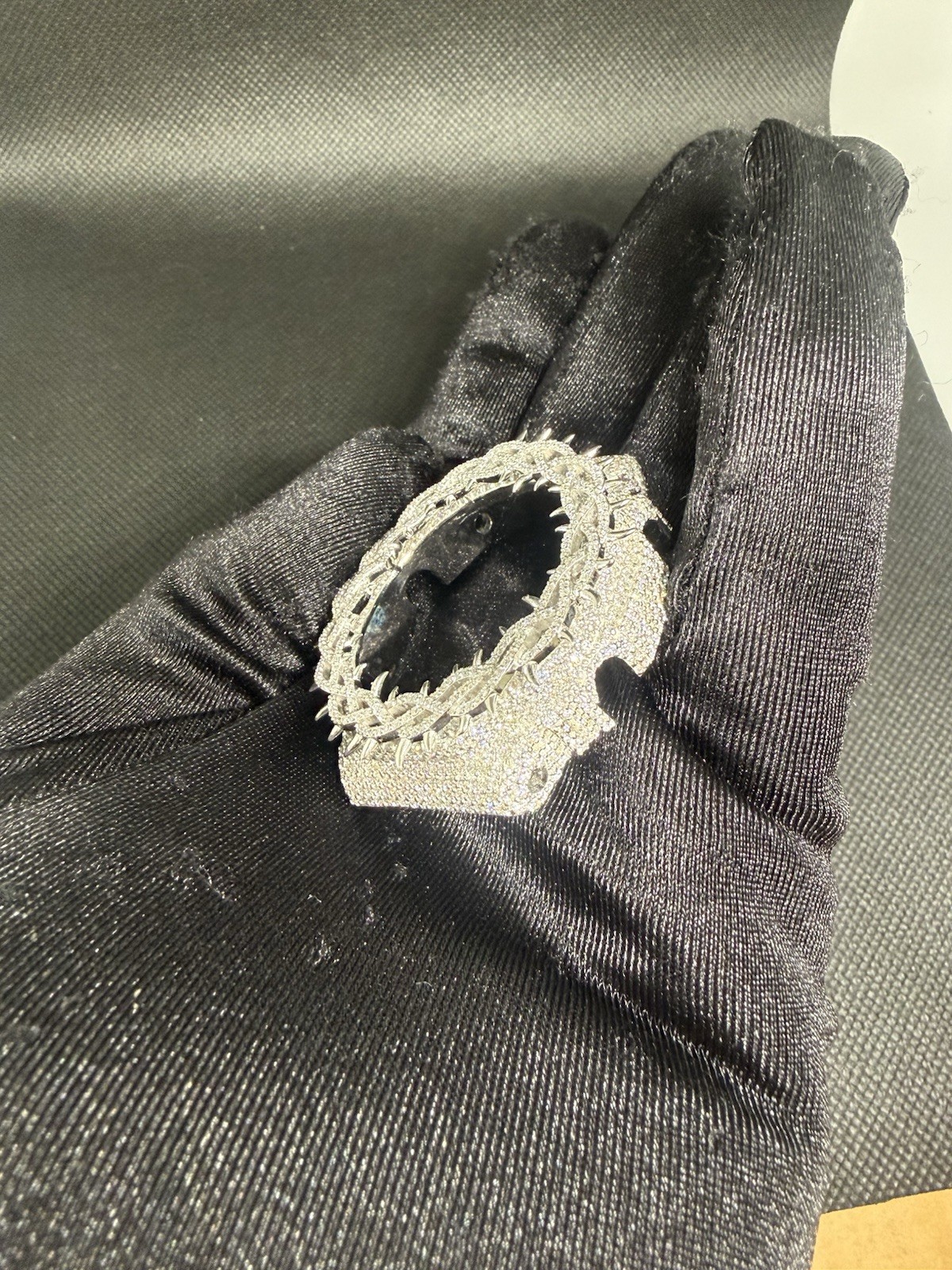 VVS Moissanite Iced Bezel For Casio G Shock GA-2100 Silver Spike Bust Down