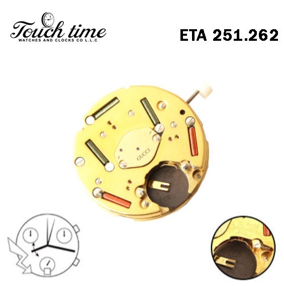 ETA 251.262-GUCCI-Swiss Quartz Movement-Chronograph-White Date Disk At 6-6 Hands