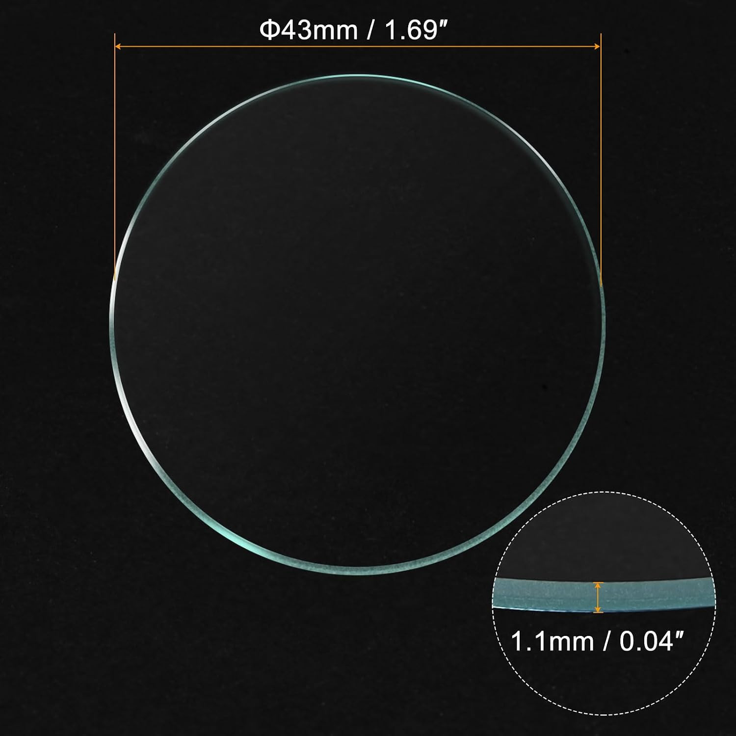 6-Pack 43mm Round Flat Mineral Watch Crystal Glass Lens