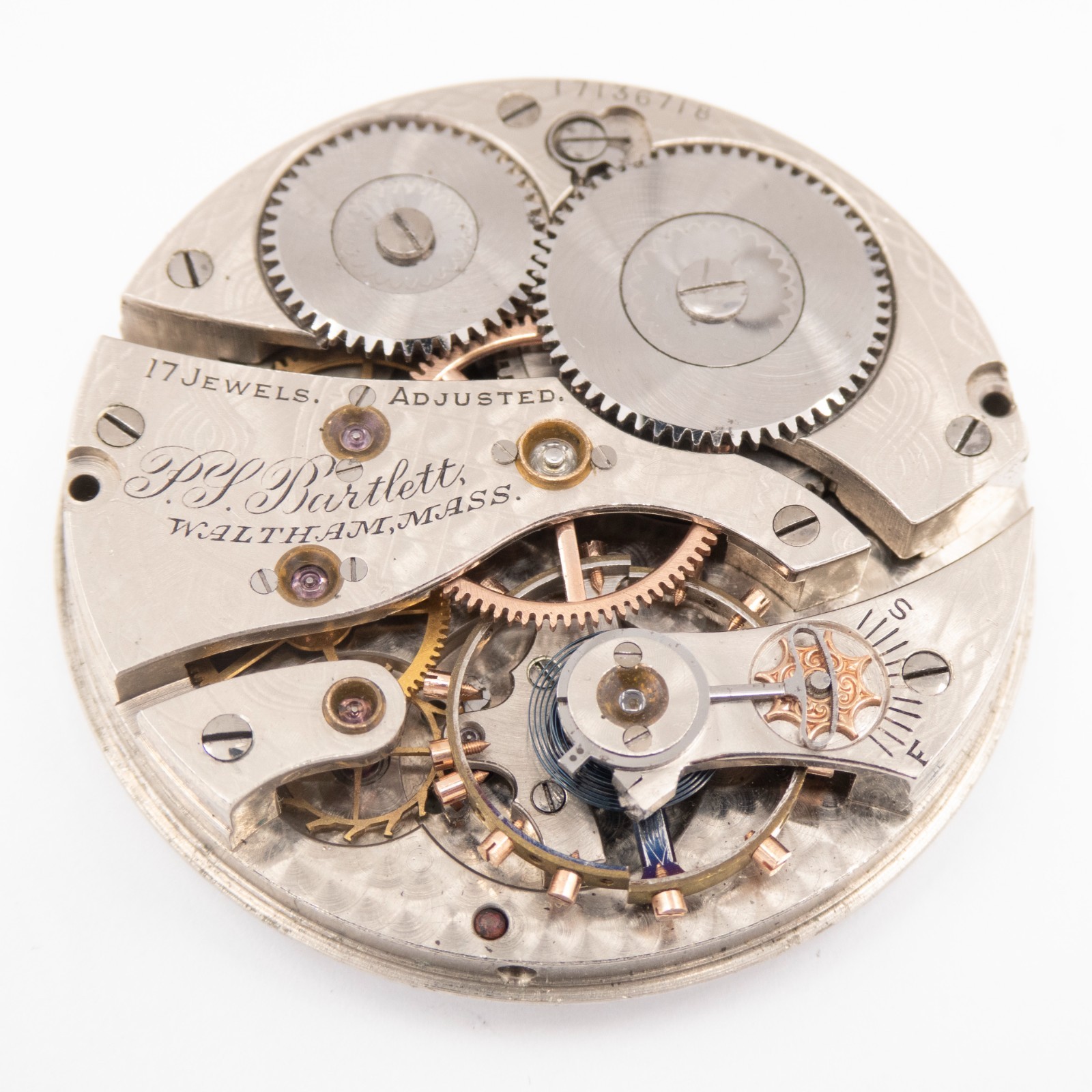 Waltham P.S. Bartlett Model 1908 16-Size 17-Jewel Antique Pocket Watch Movement